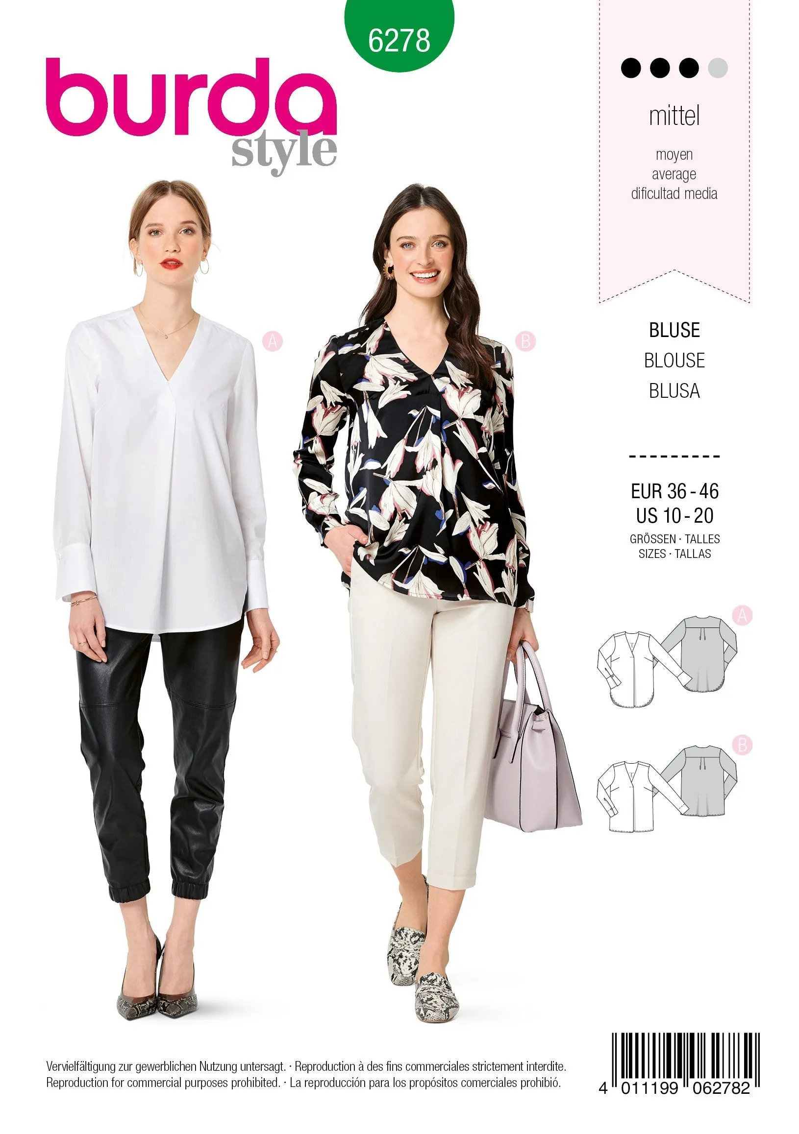 6278 Burda Sewing Pattern |  PLUS SIZE Blouses