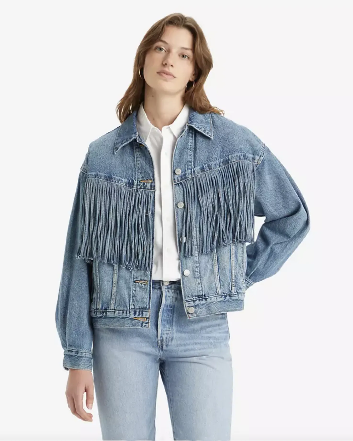 90's Fringe Trucker Jacket in Fringe Society