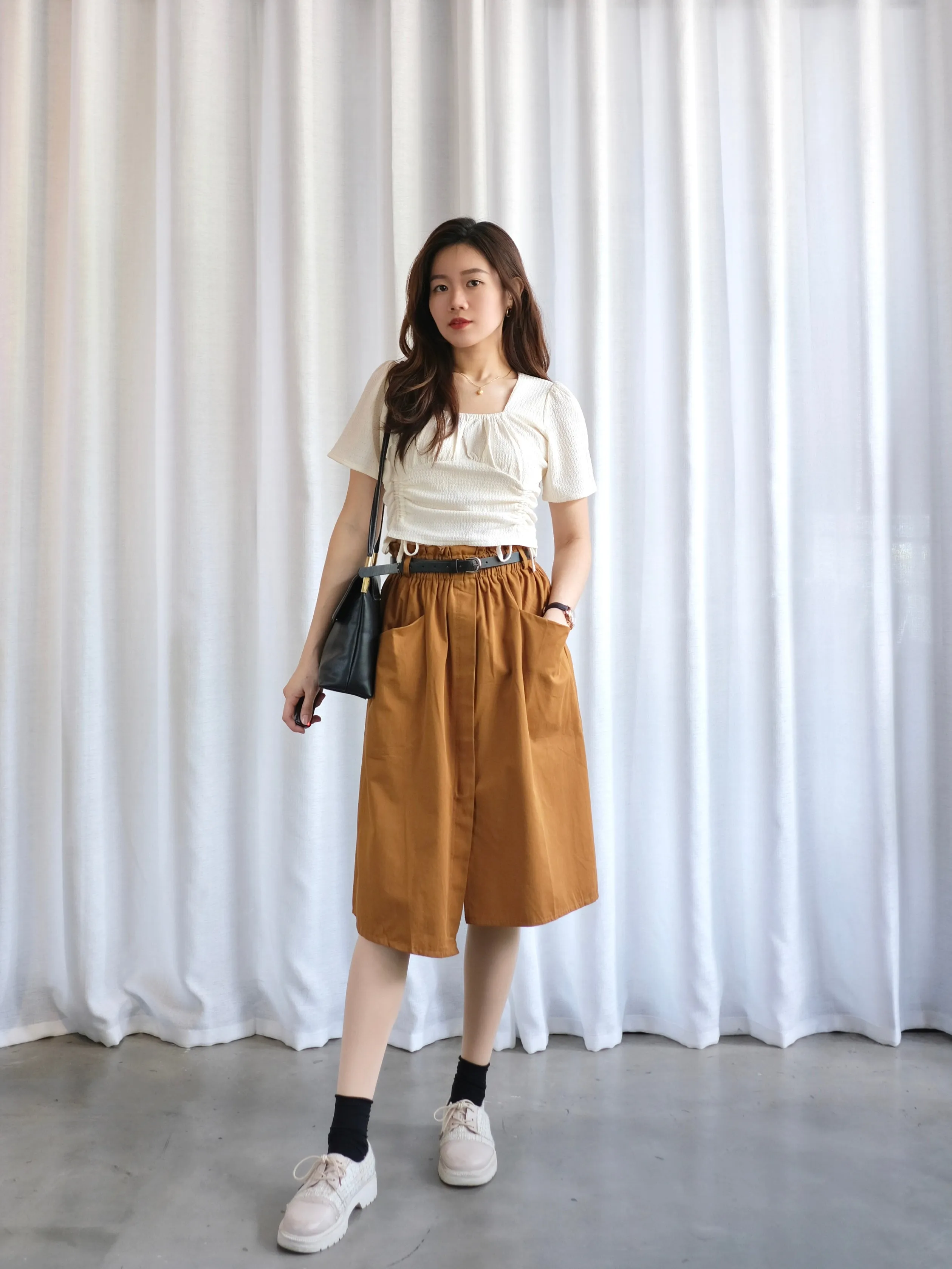 ACEWIN Wrapover Belted Cargo Midi Skirt (Free Size) 601295