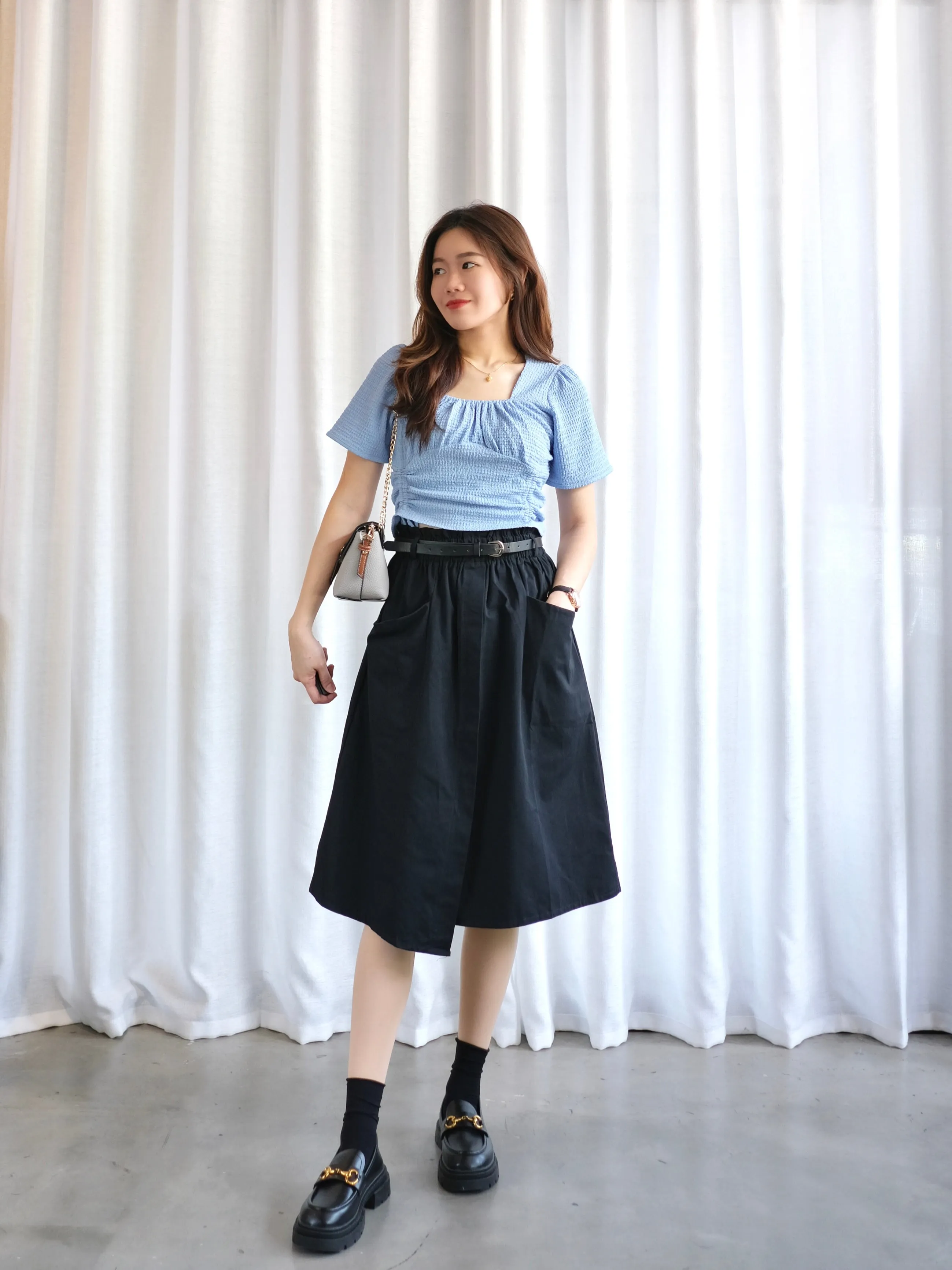 ACEWIN Wrapover Belted Cargo Midi Skirt (Free Size) 601295