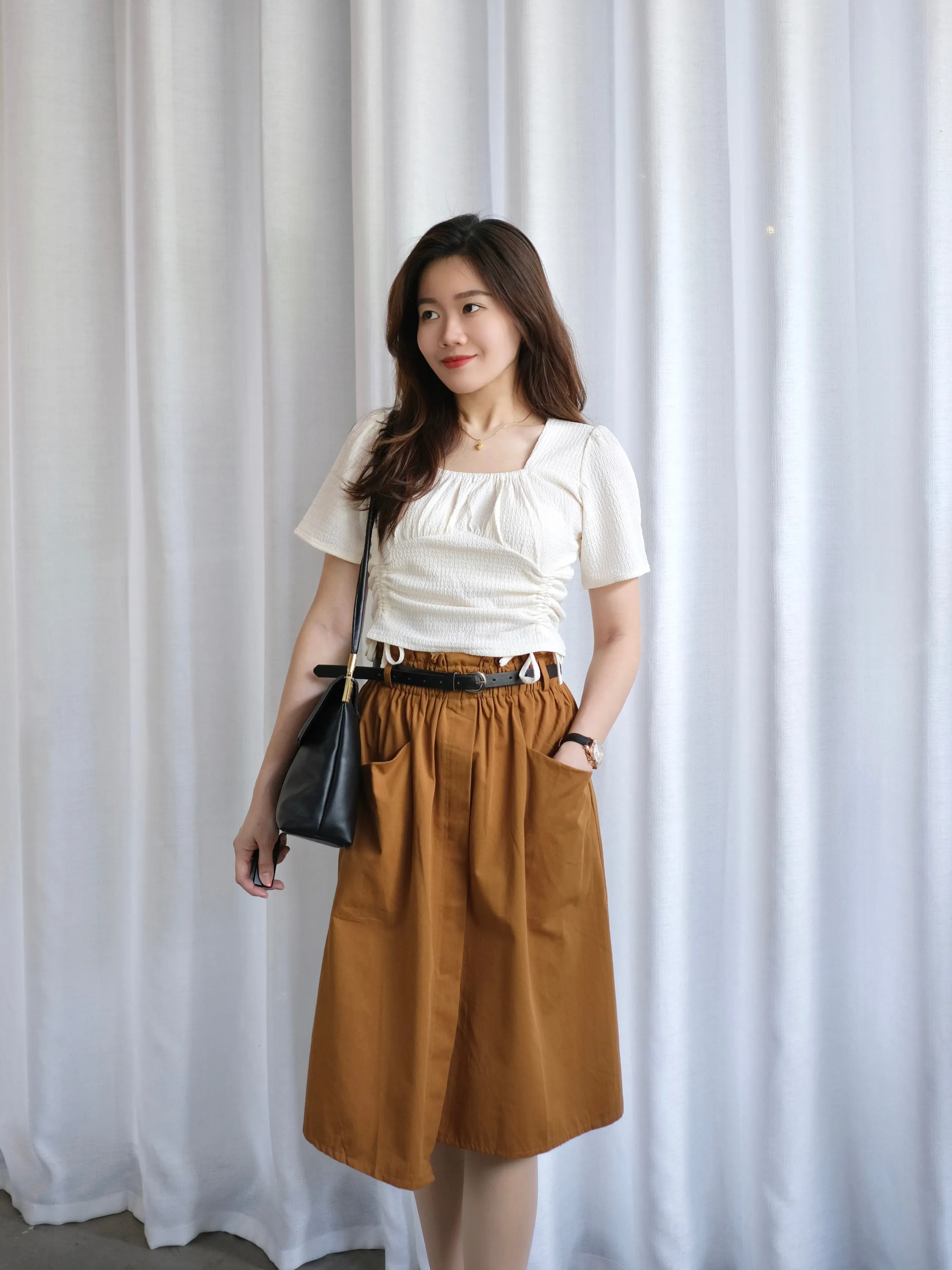 ACEWIN Wrapover Belted Cargo Midi Skirt (Free Size) 601295