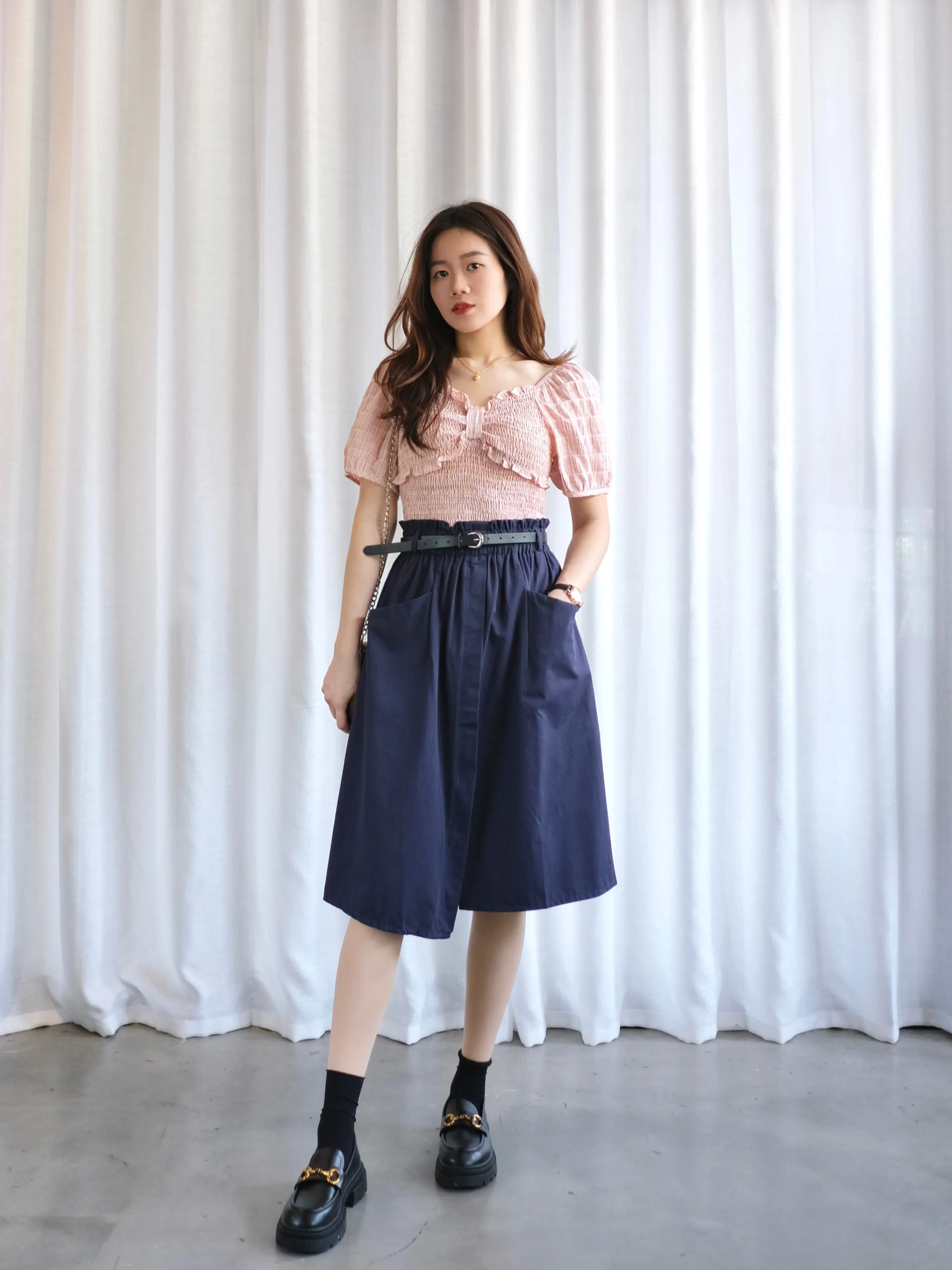 ACEWIN Wrapover Belted Cargo Midi Skirt (Free Size) 601295