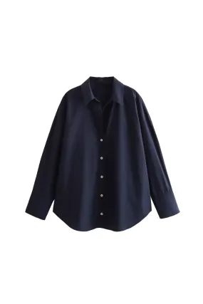 'Ava' Long=sleeved Loose Collared Shirt (6 Colors)