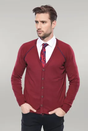 Burgundy Cotton Men's Knitwear - Wessi