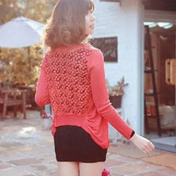 Candy Color Hollow Thin Knitting Blouse