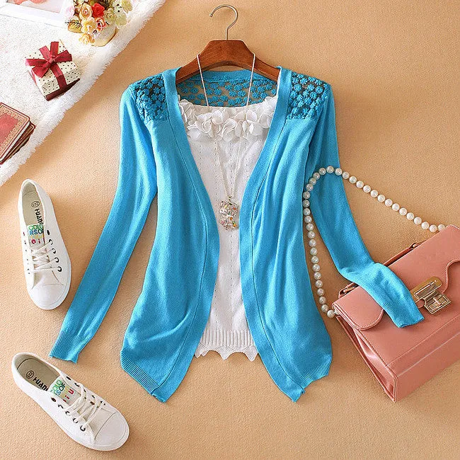 Candy Color Hollow Thin Knitting Blouse