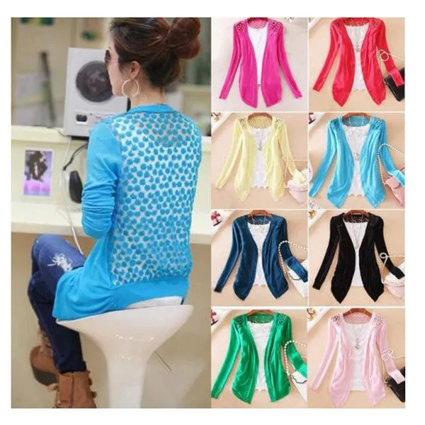 Candy Color Hollow Thin Knitting Blouse