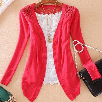 Candy Color Hollow Thin Knitting Blouse