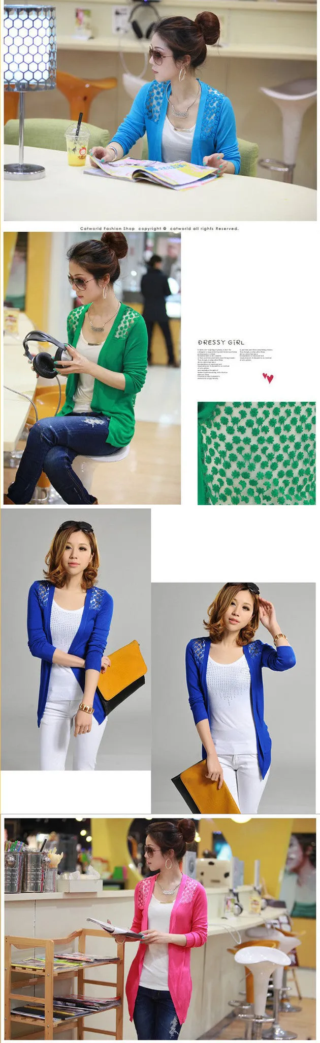 Candy Color Hollow Thin Knitting Blouse