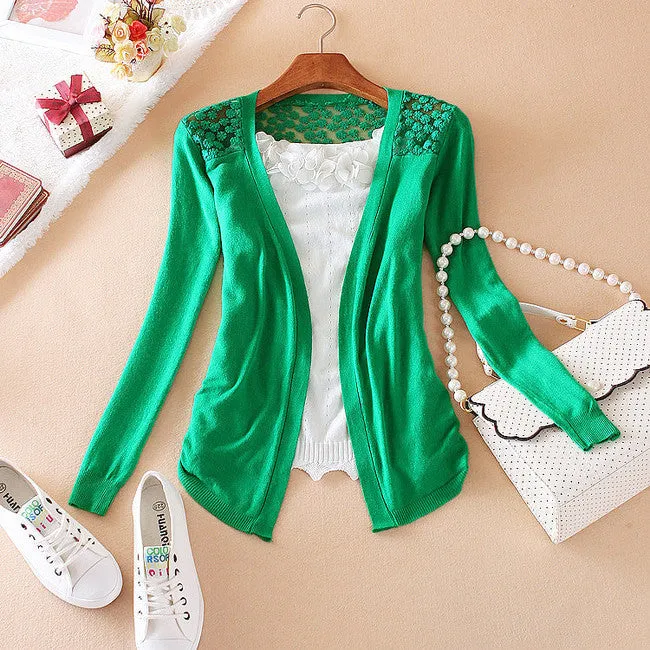 Candy Color Hollow Thin Knitting Blouse