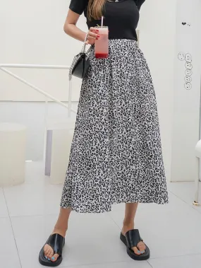 Casual Leopard Natural Long Women Skirt