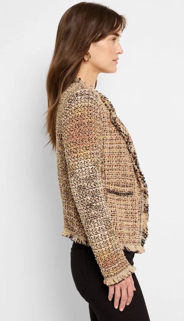 Chain Trim Fringe Mix Knit Jacket