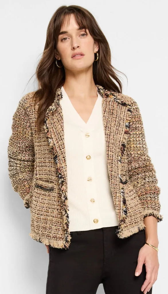 Chain Trim Fringe Mix Knit Jacket