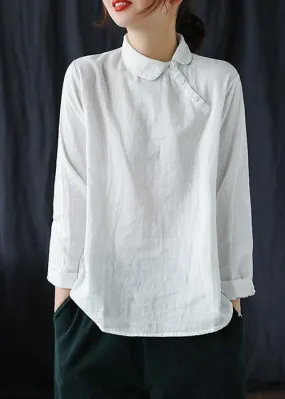 Chic White Clothes Lapel Button Down Spring Blouses