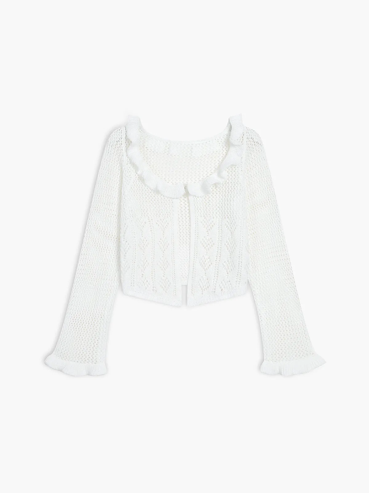 Crochet Eyelet Graceful Fly Away Cardigan