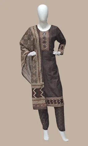 Deep Brown Embroidered Punjabi