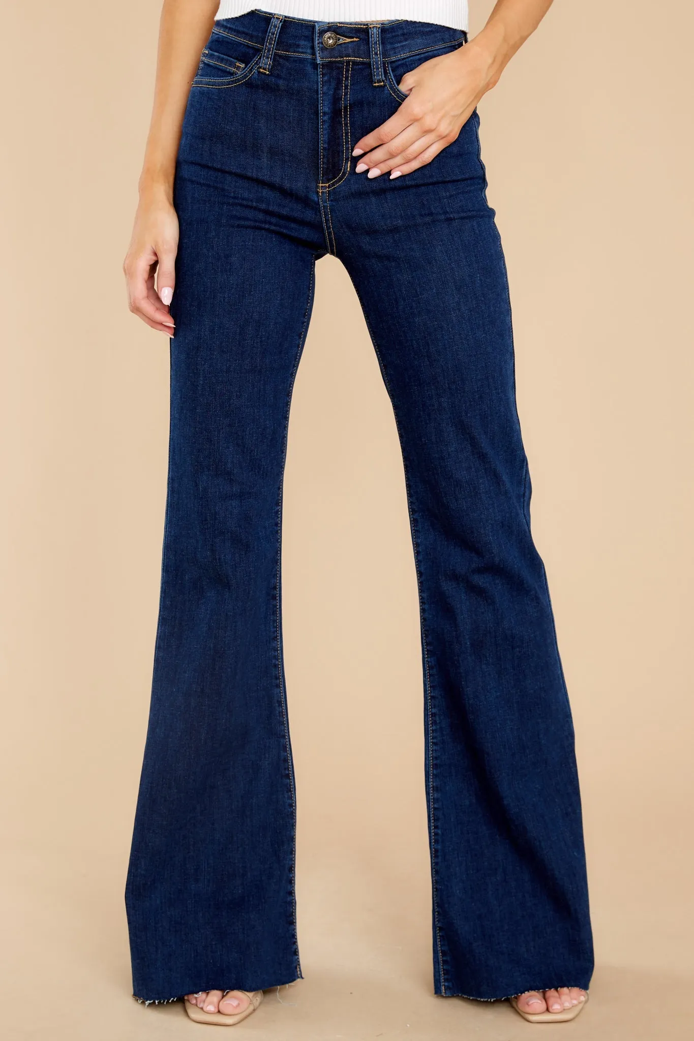 Feel My Heartbeat Dark Wash Wide Leg Jeans