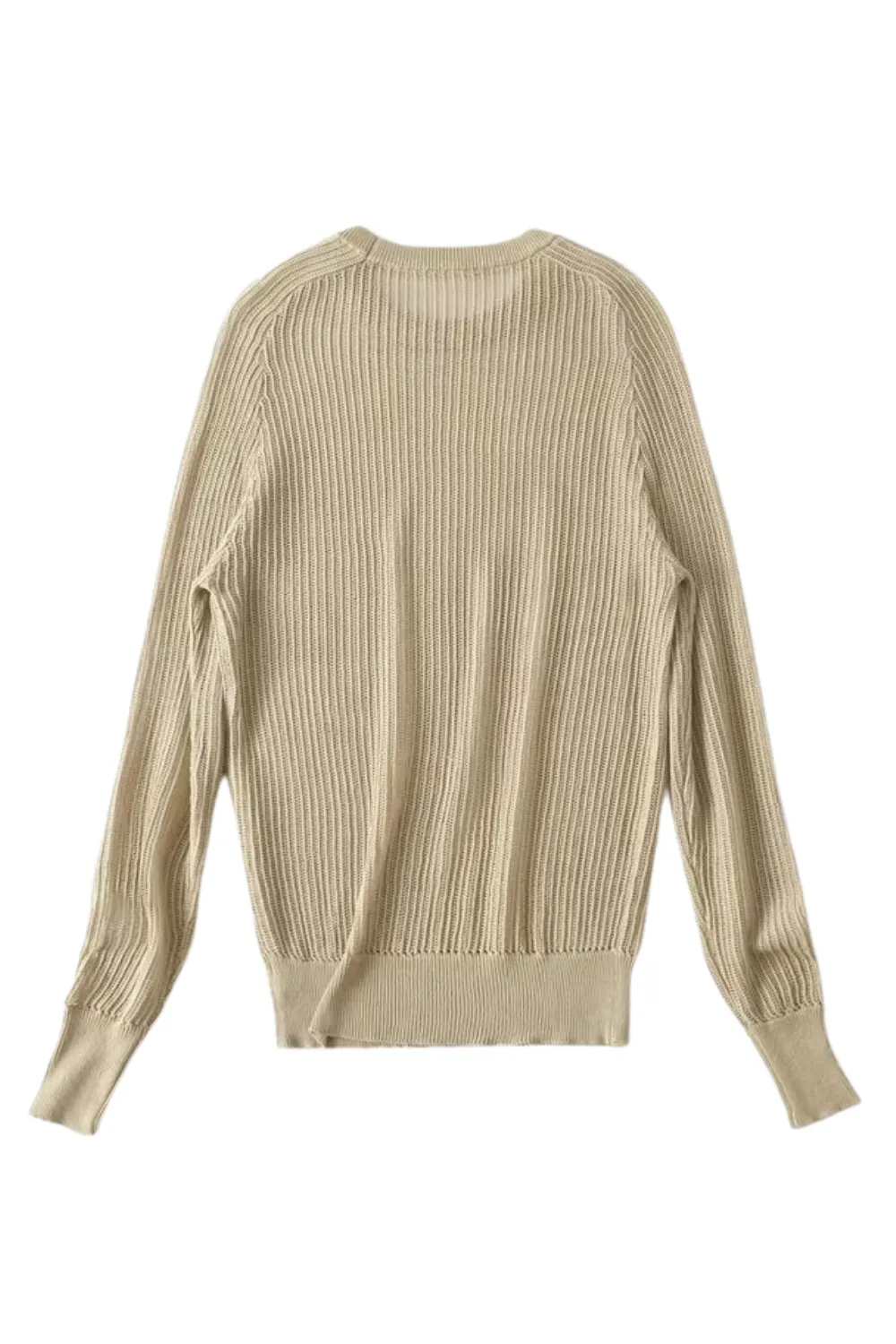 'Fey' Round Neck Rib Knit Thin Sweater (3 Colors)