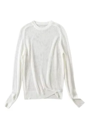 'Fey' Round Neck Rib Knit Thin Sweater (3 Colors)