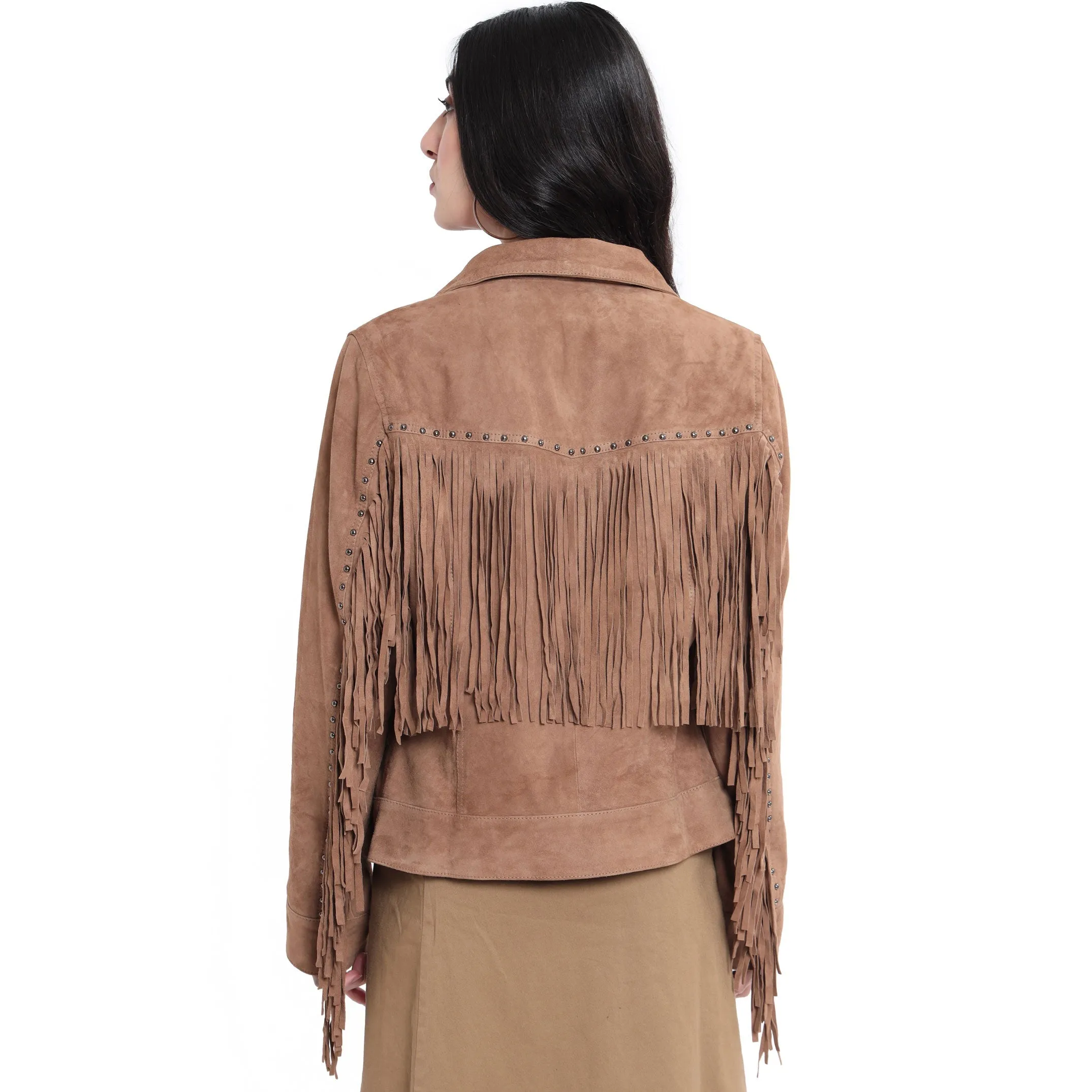 Fringe Embroidered  LEATHER Jacket