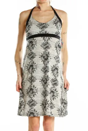 Gray Floral Halter Sundress