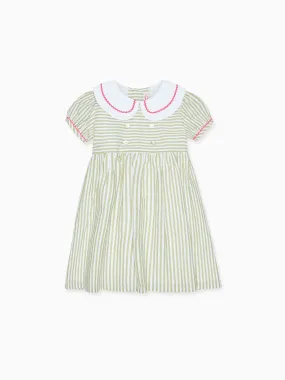 Green Stripe Lana Girl Dress