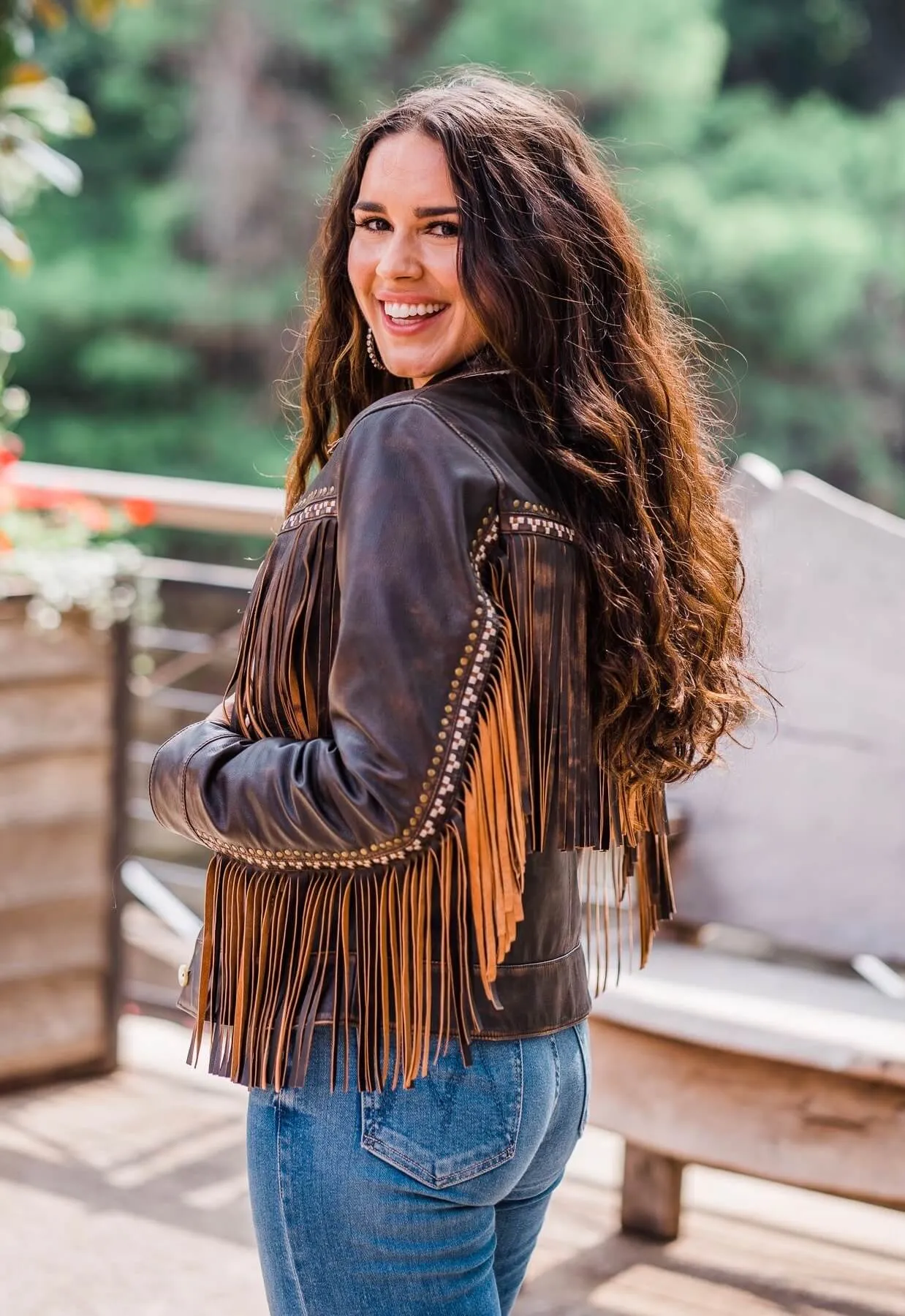 Jacket, Western Cut Leather with Fringe - Style L1114