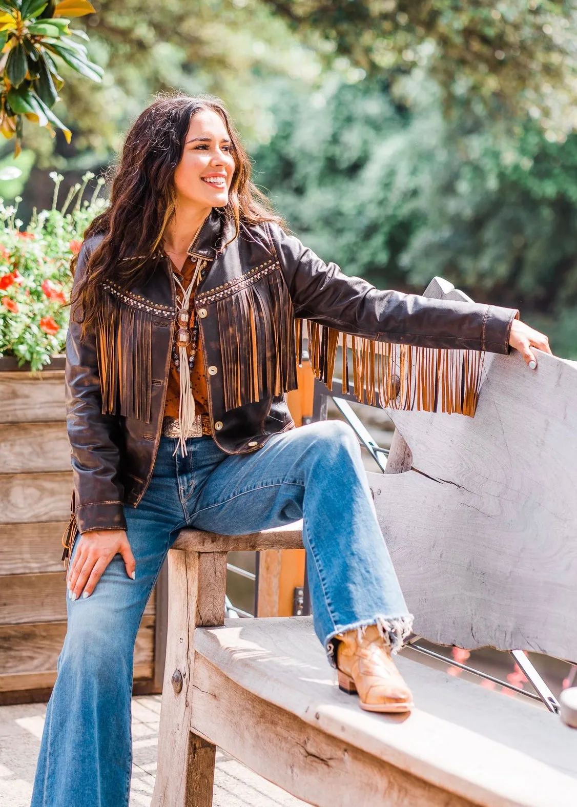 Jacket, Western Cut Leather with Fringe - Style L1114