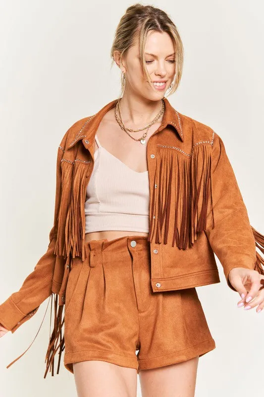 JADE & JANE Suede Studded Fringe Plus-size Jacket PLUS JJO5009P