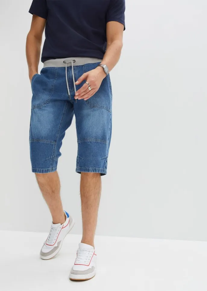 John Baner Jeanswear Long Sleeveless Jeans Shorts, blue