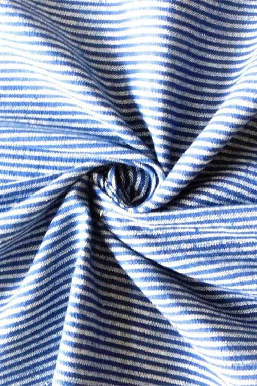 Moralfibre 100% Cotton Handspun Handwoven Blue And Grey Stripe Fabric