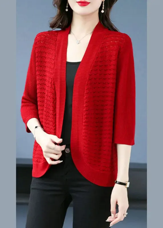 Mulberry Hollow Out Cozy Thin Ice Size Knit Cardigan Summer LY8120