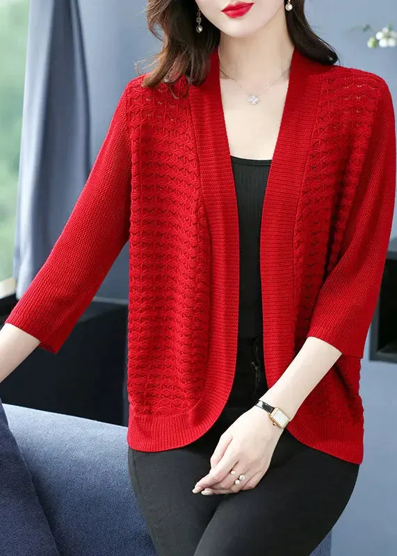 Mulberry Hollow Out Cozy Thin Ice Size Knit Cardigan Summer LY8120