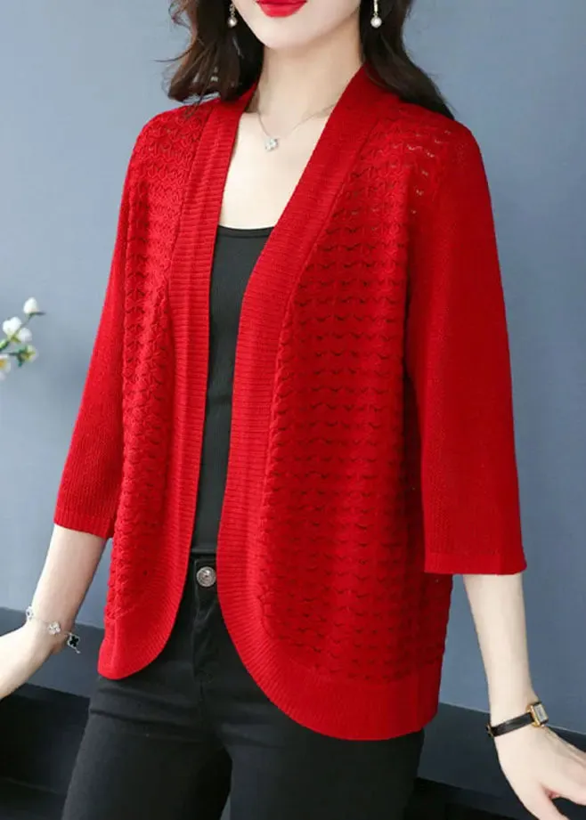 Mulberry Hollow Out Cozy Thin Ice Size Knit Cardigan Summer LY8120