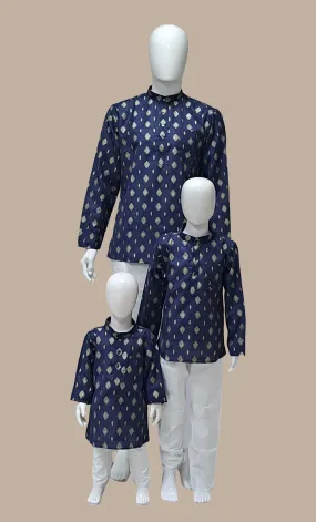 Navy Father & Son Printed Kurta Top