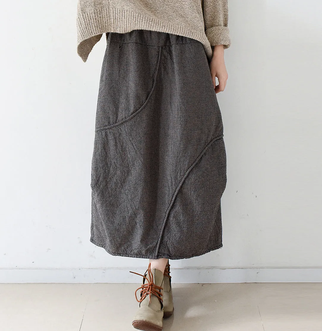 Padded Spring Winter Women Skirts thick Linen Cotton Skirts ATM962322