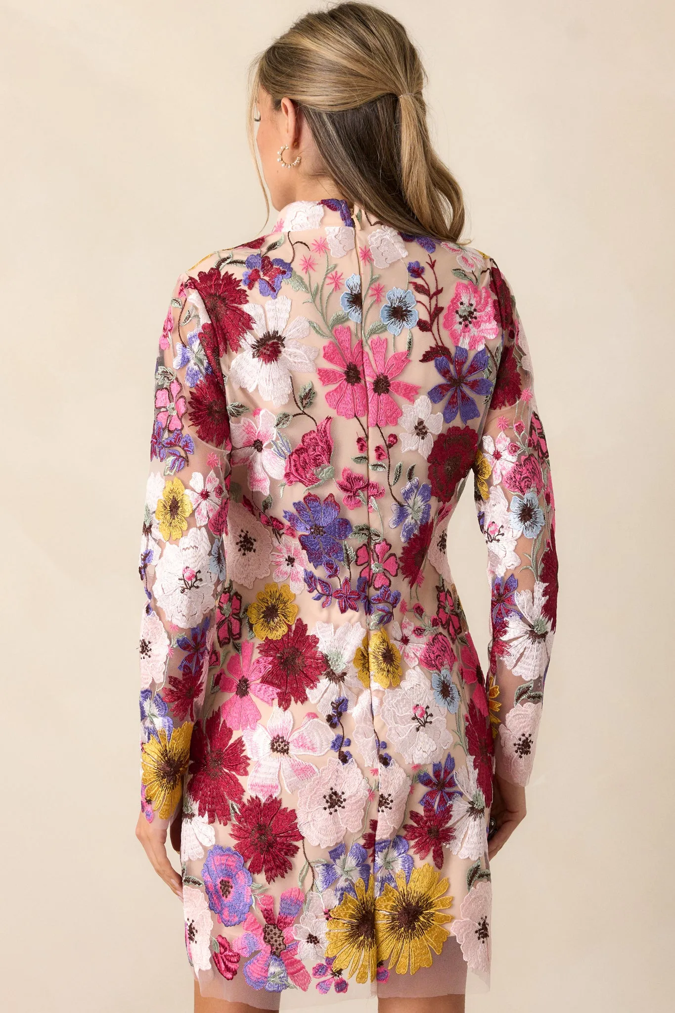 Petals Of Time Fuchsia Multi Floral Mini Dress