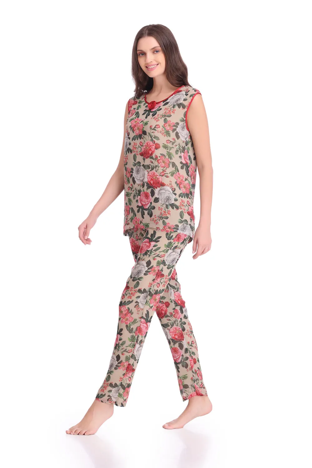 Printed Chiffon Night suit