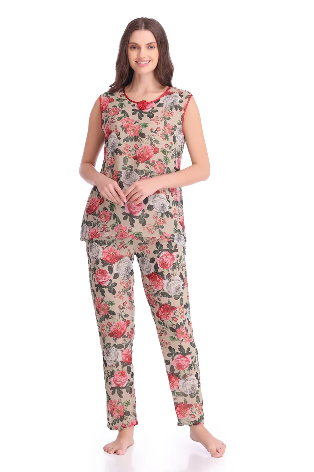 Printed Chiffon Night suit