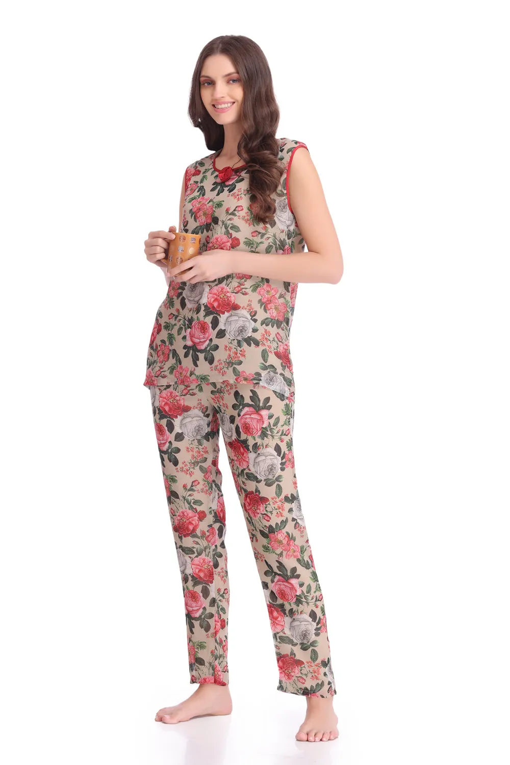 Printed Chiffon Night suit