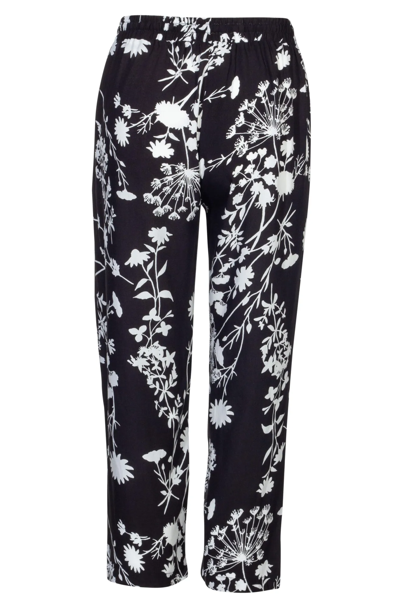 Printed Viscose Mid Calf Pants | BLACK WHITE SPRIG | 3369A1