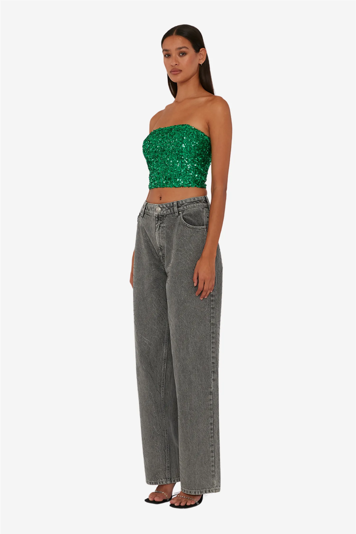 Rhinestone Wide Leg Jeans