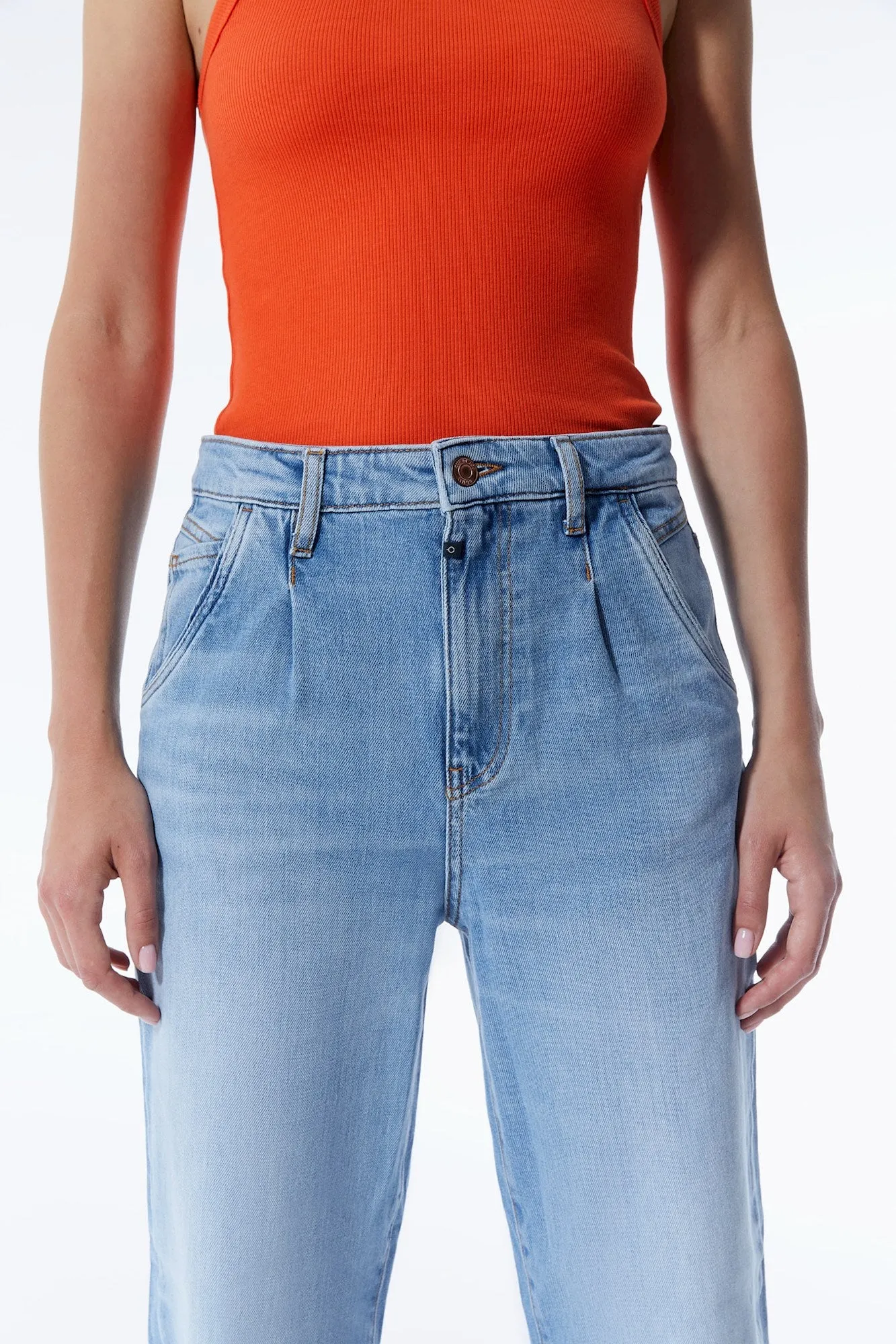 Rose - High Waist 5 Pocket Jeans - Light Blue