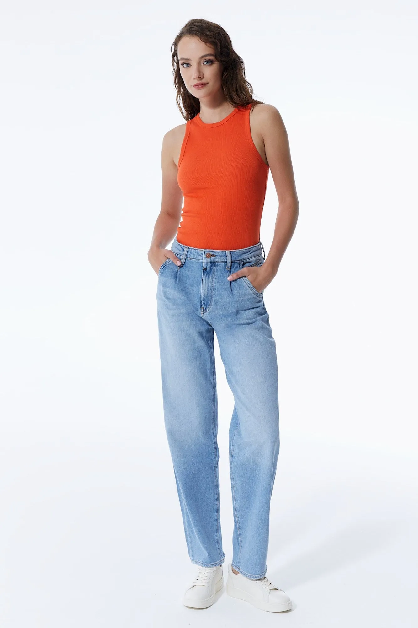 Rose - High Waist 5 Pocket Jeans - Light Blue