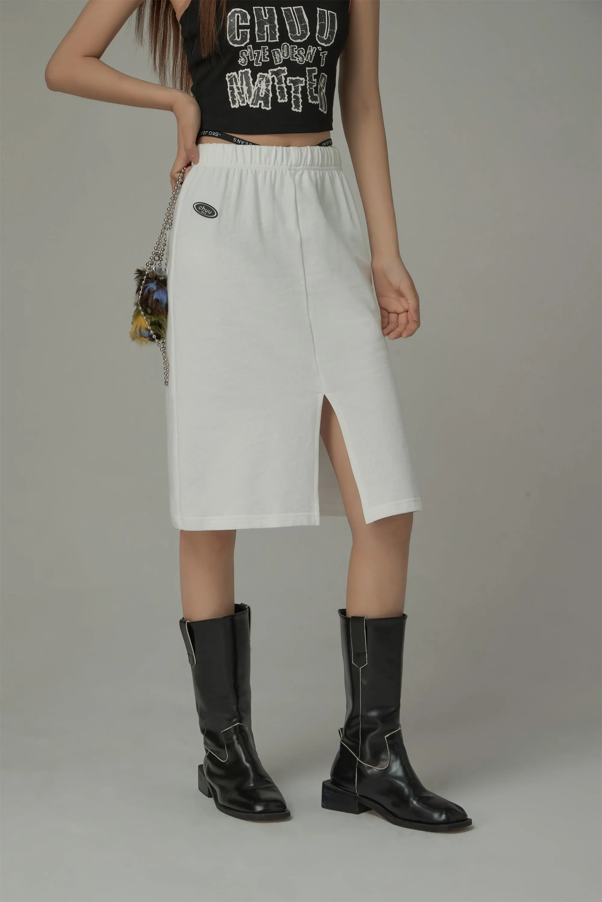 Side String Casual Slit Skirt