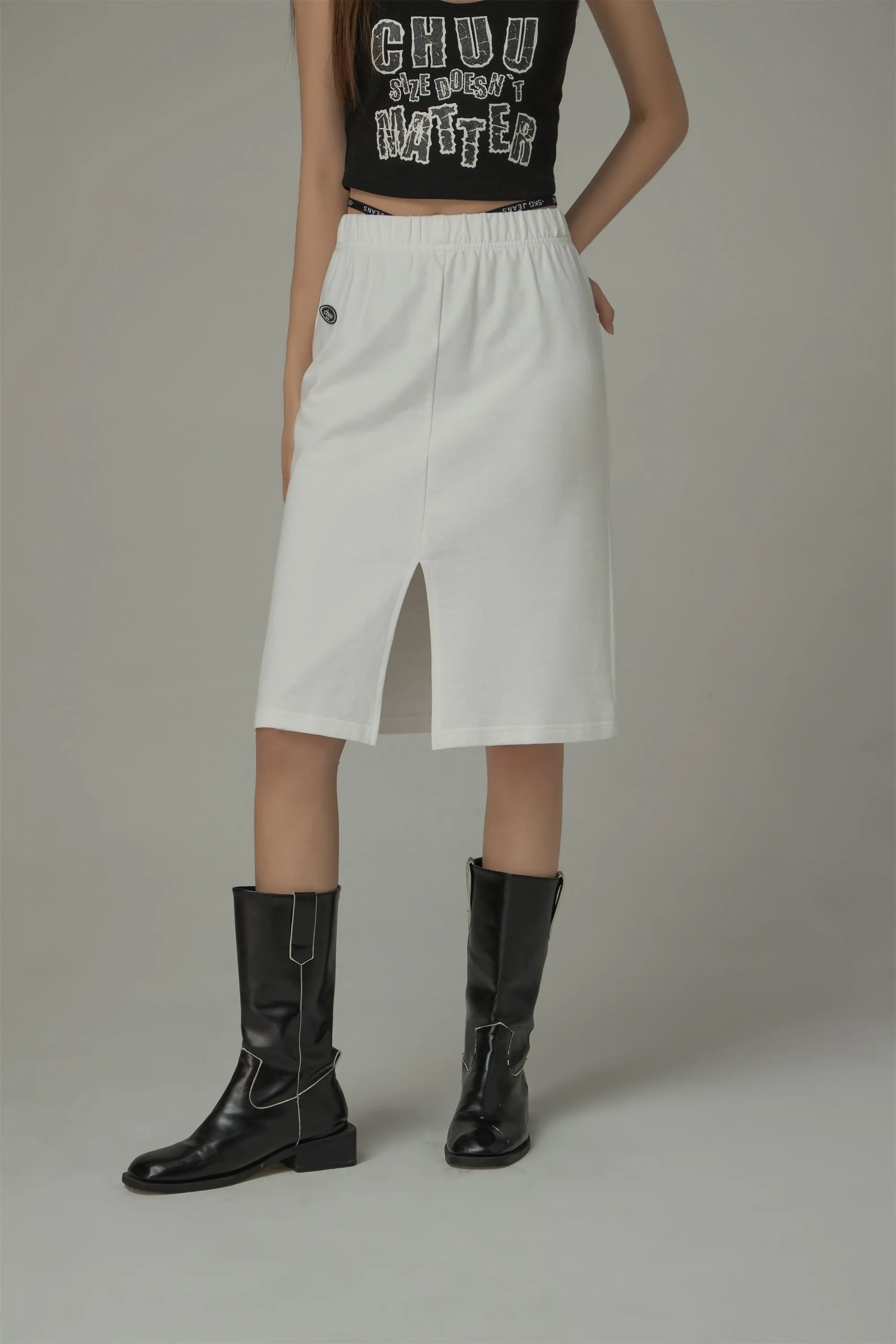 Side String Casual Slit Skirt