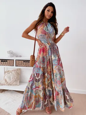 Summer floral backless bohemian dress