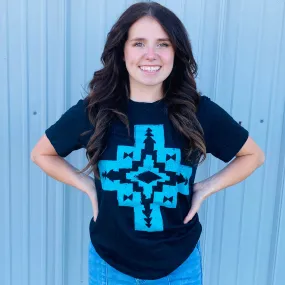 Texas True Turquoise Aztec Tee