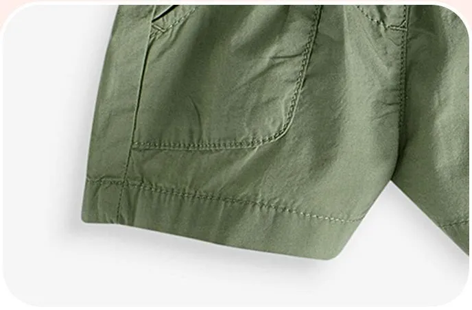 Toddler/Kid Girl's Green Cotton Shorts with Two Pockets