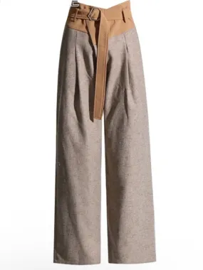 Two tones brown wide leg pants